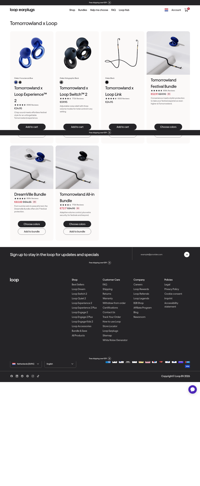 Loop Earplugs landing page