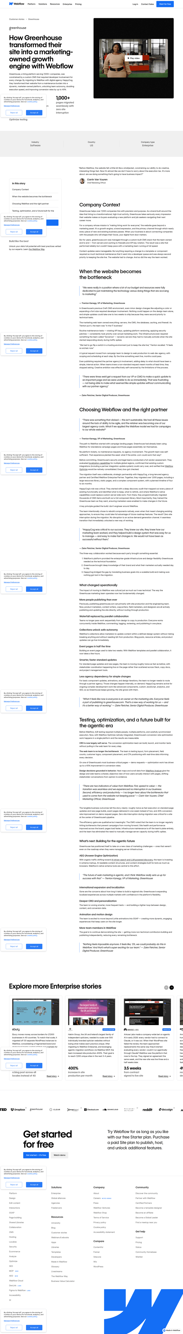 Webflow landing page
