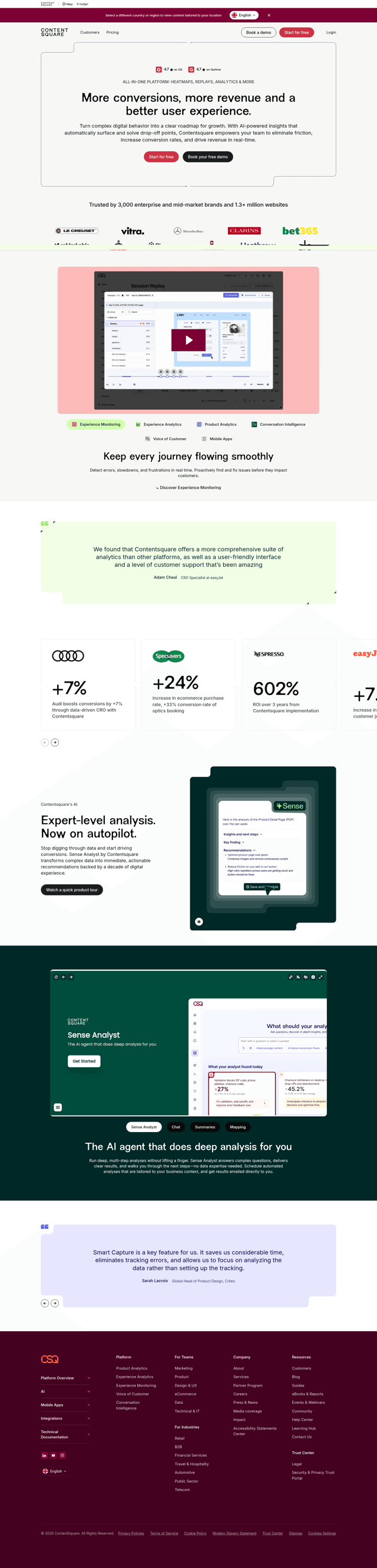 Contentsquare landing page