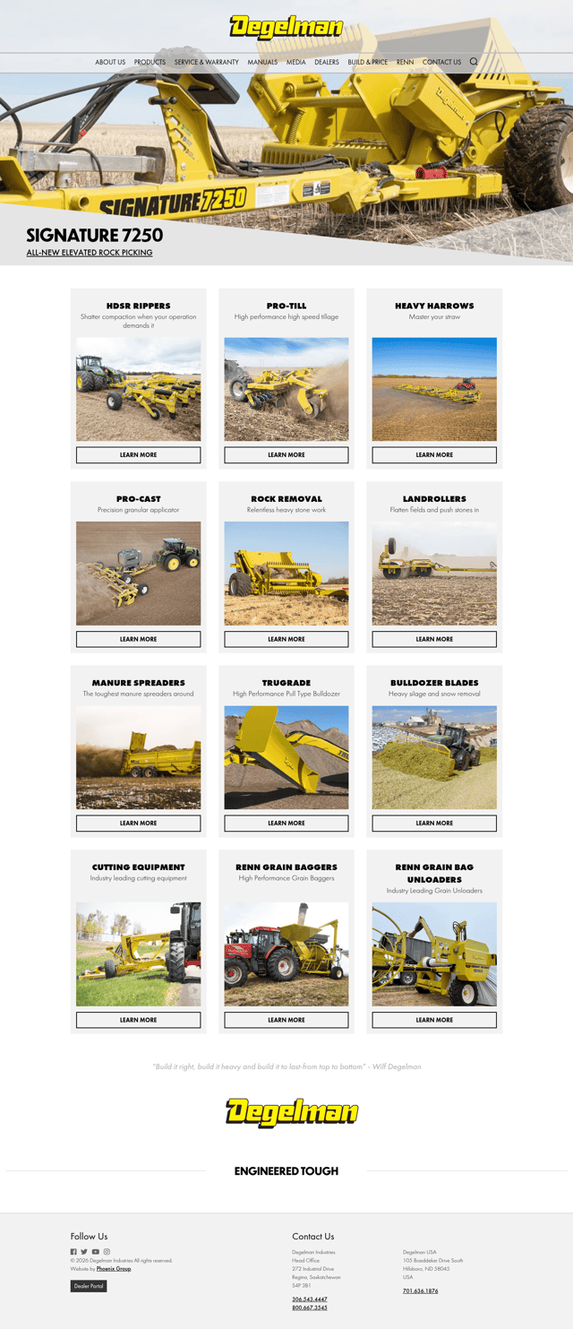 Degelman landing page