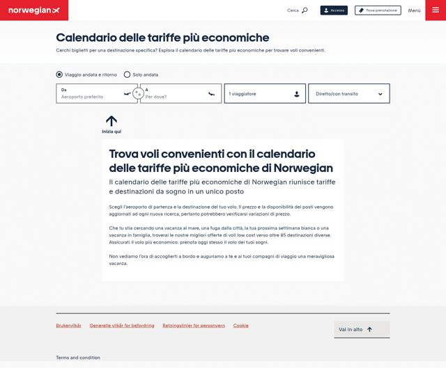 Norwegian landing page