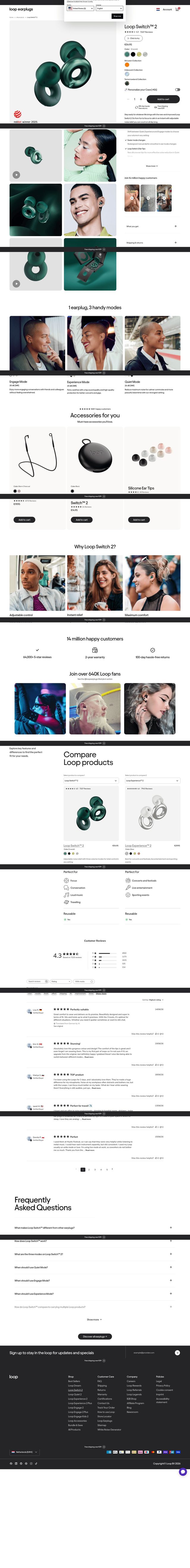 Loop Earplugs landing page