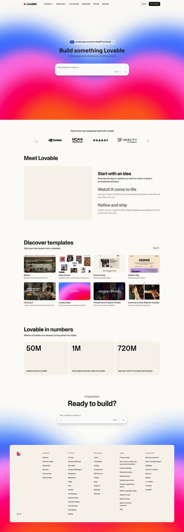 Lovable landing page