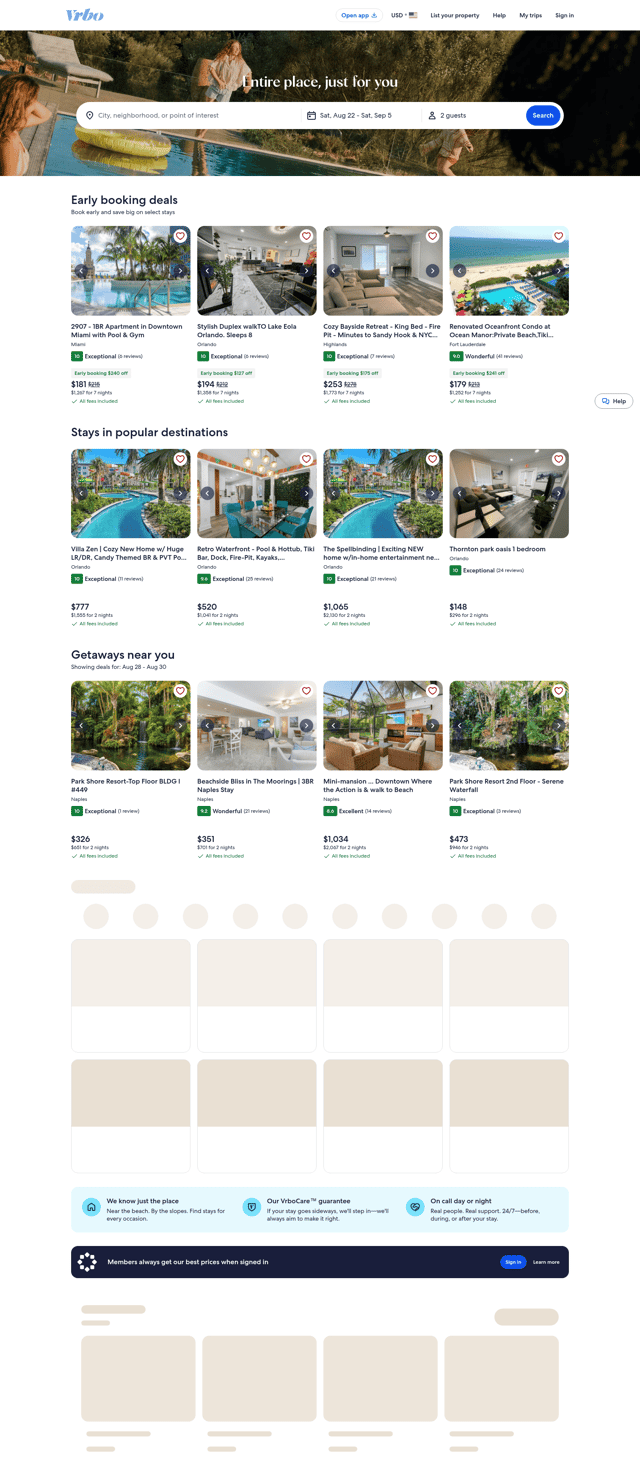 Vrbo landing page