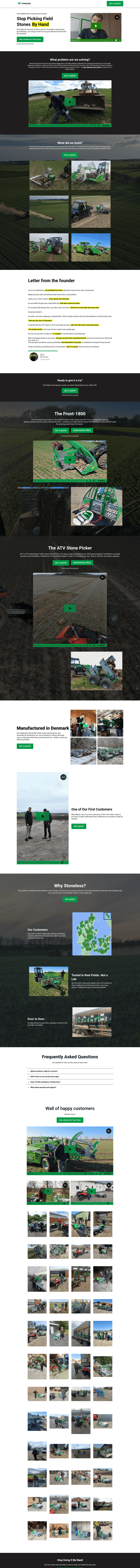 Stoneless landing page