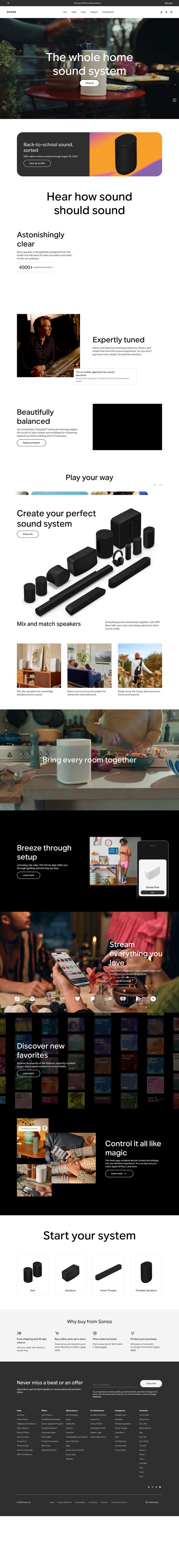 Sonos landing page