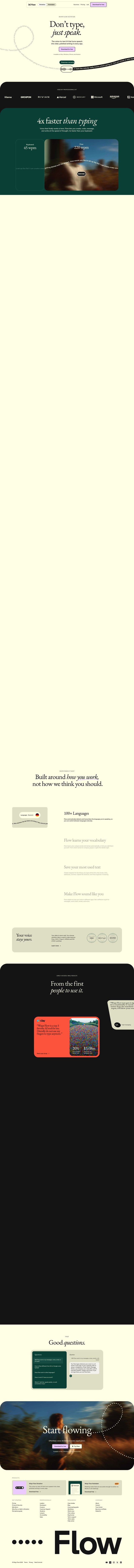 Wispr Flow landing page