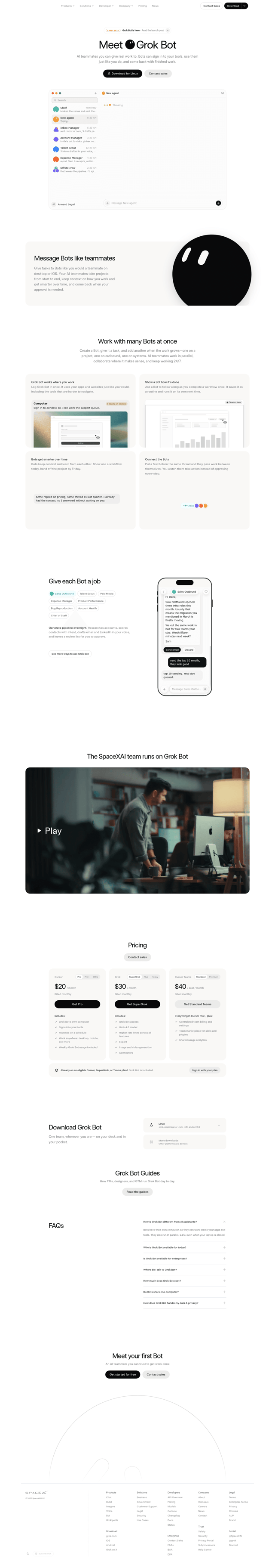 Grok by SpaceXAI landing page