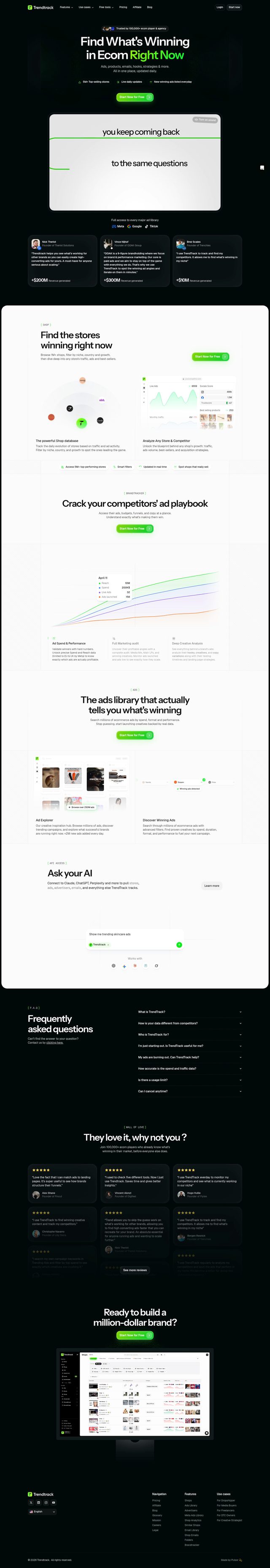 TrendTrack landing page