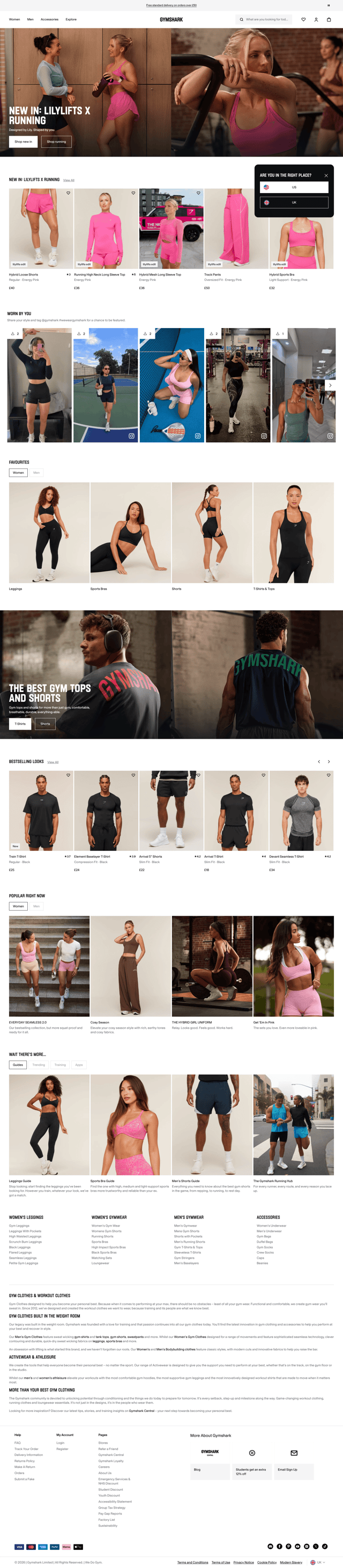 Gymshark landing page