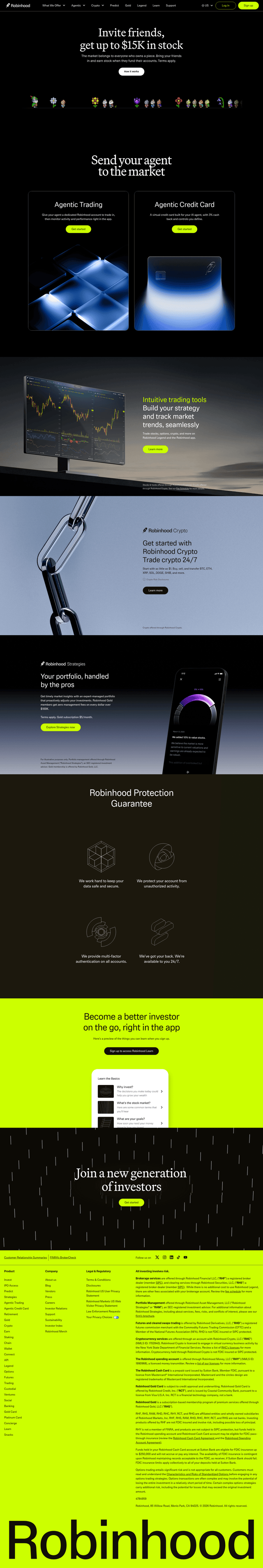 Robinhood landing page