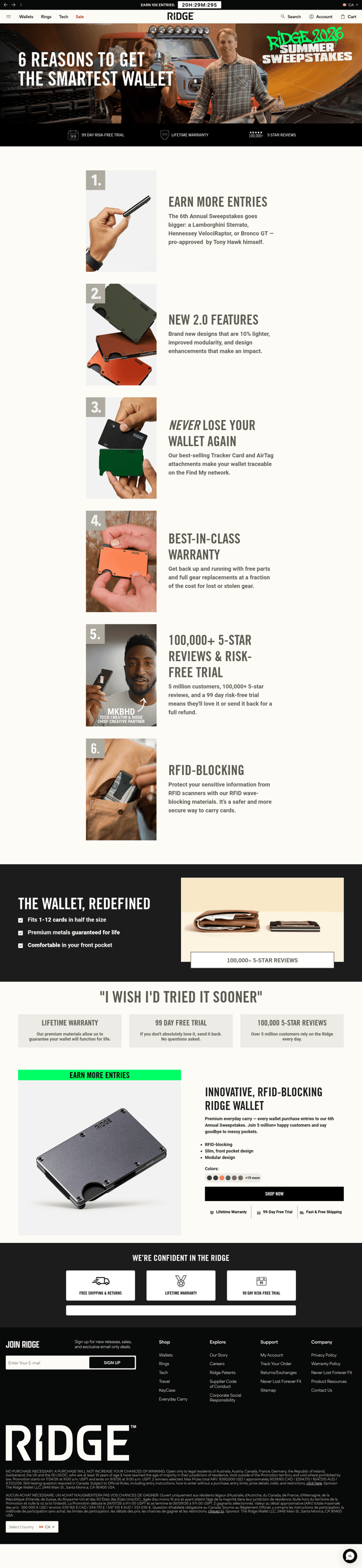 Ridge landing page