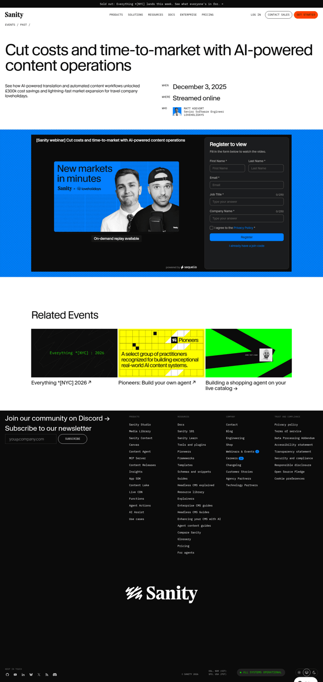 Sanity landing page