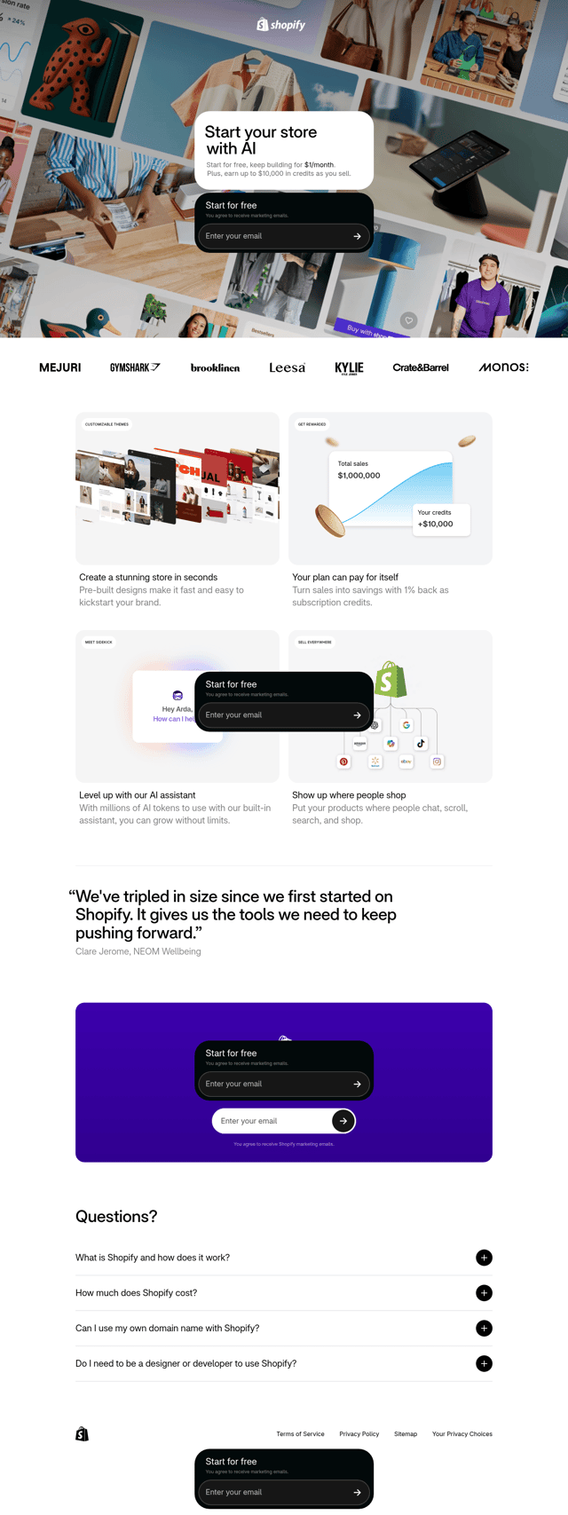 Shopify landing page