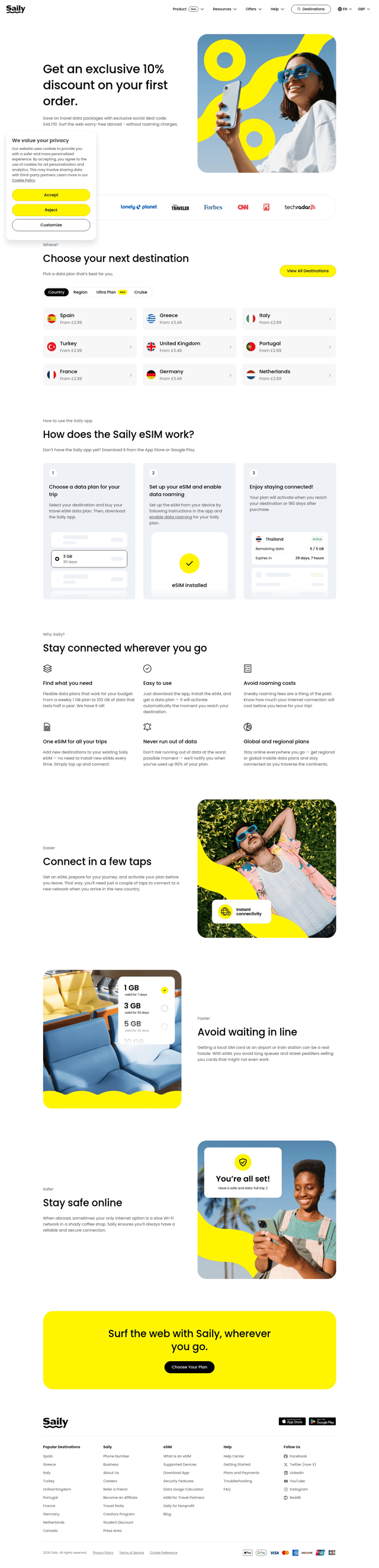 Saily landing page