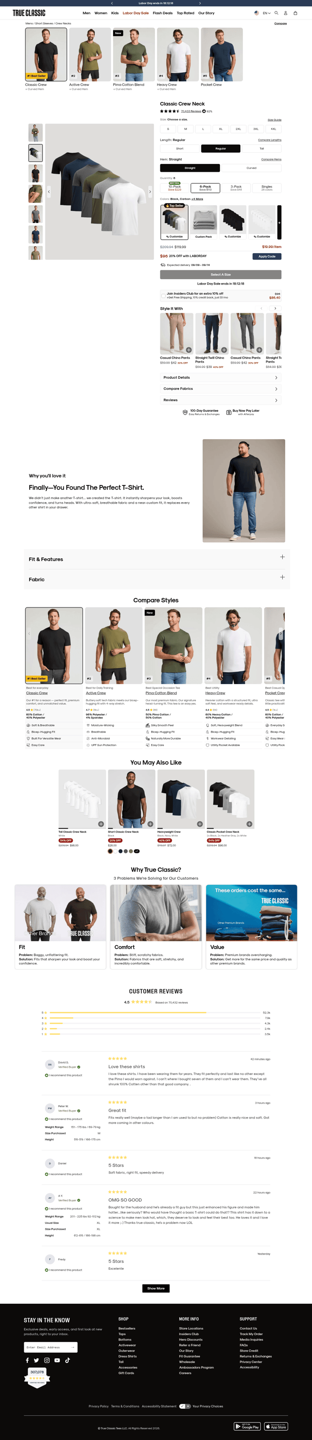 True Classic landing page