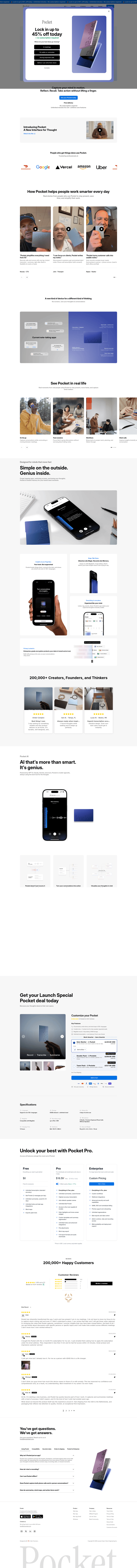 Pocket Ai landing page