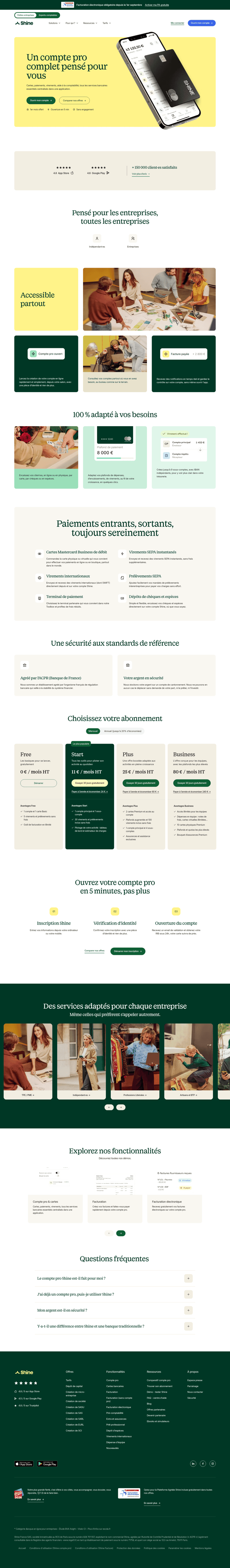 Shine landing page