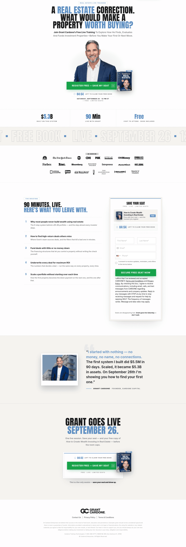 Grant Cardone landing page