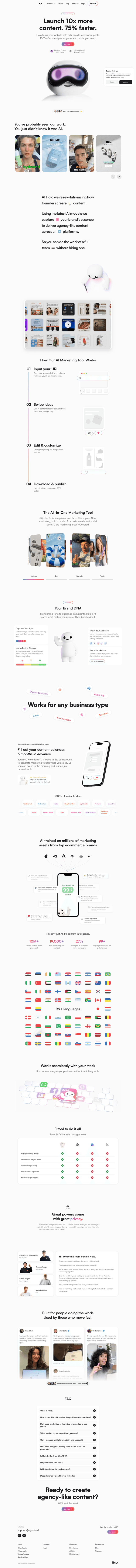Holo landing page