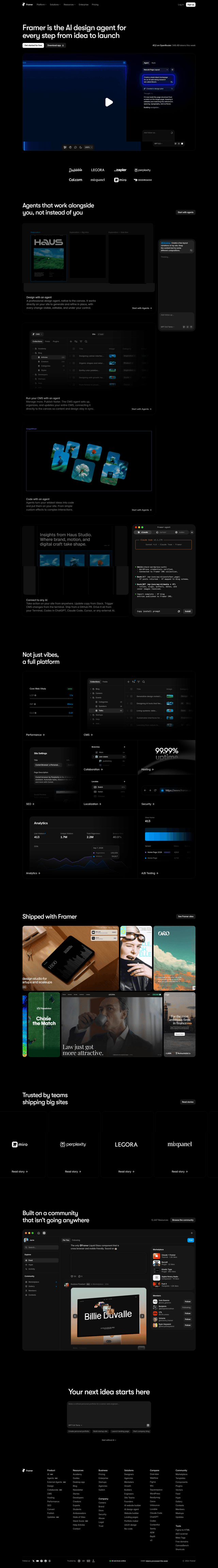 Framer landing page