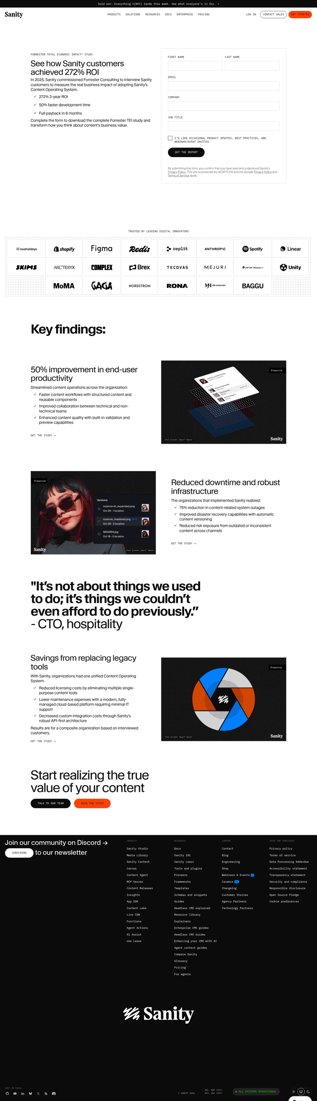 Sanity landing page