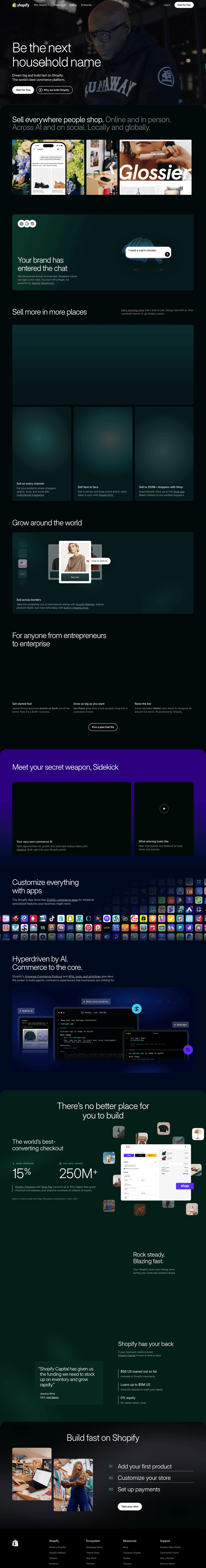 Shopify landing page