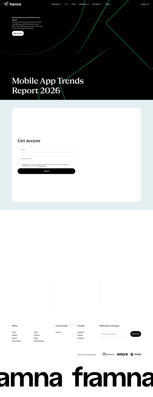 Framna landing page