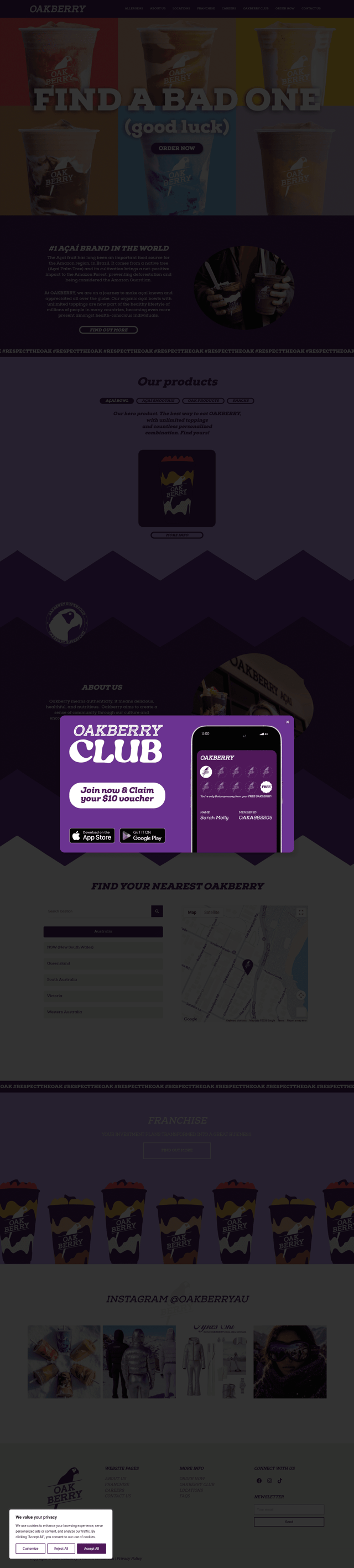 Oakberry landing page