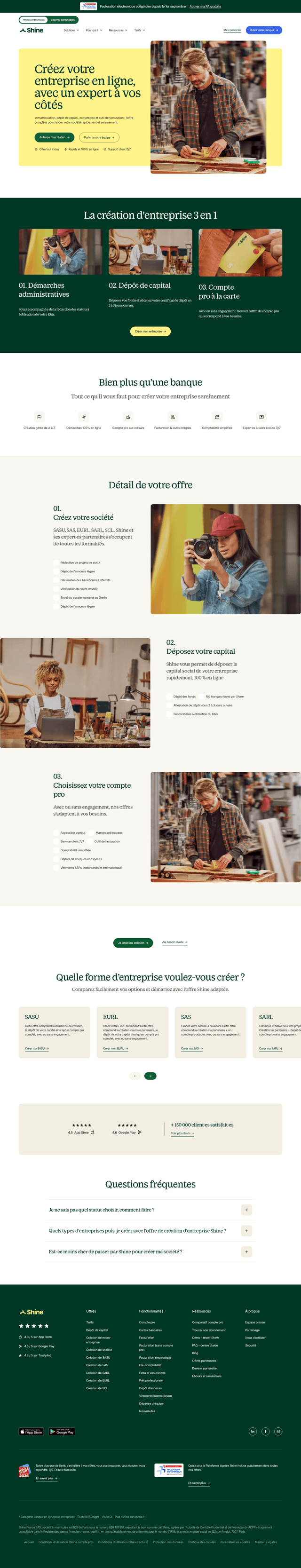 Shine landing page