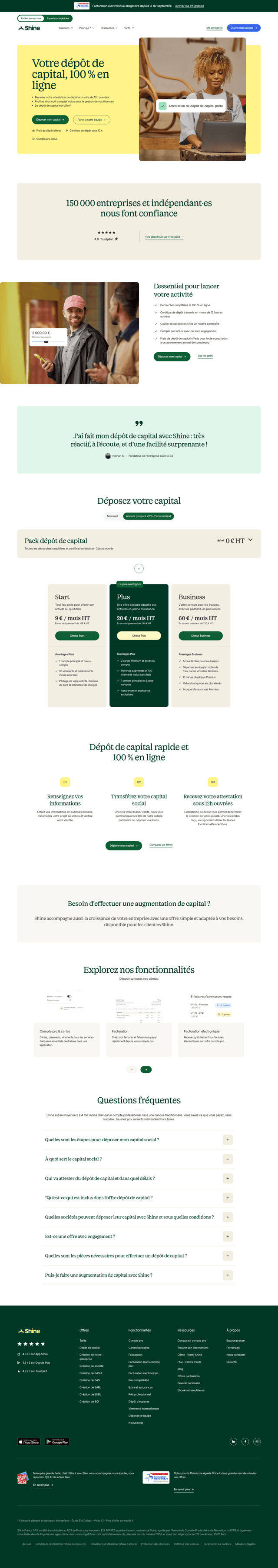 Shine landing page
