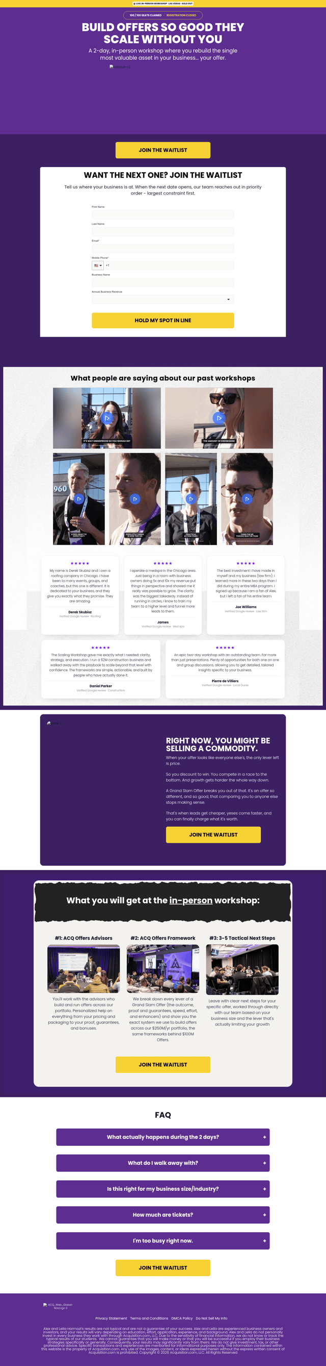 Alex hormozi landing page