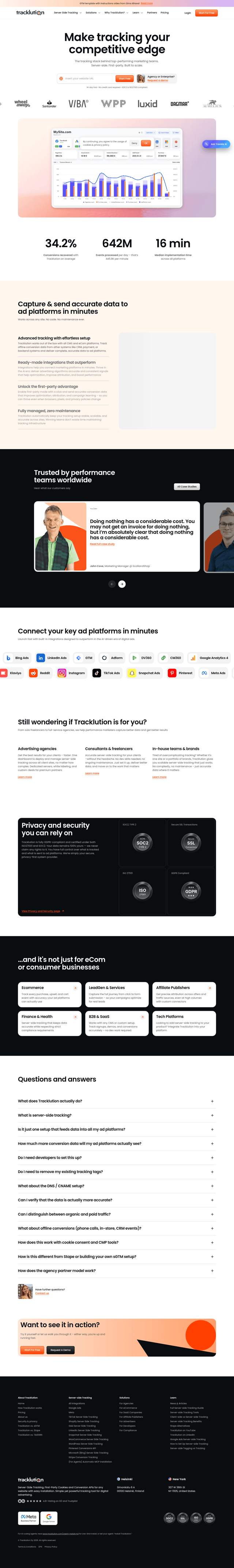 Tracklution landing page