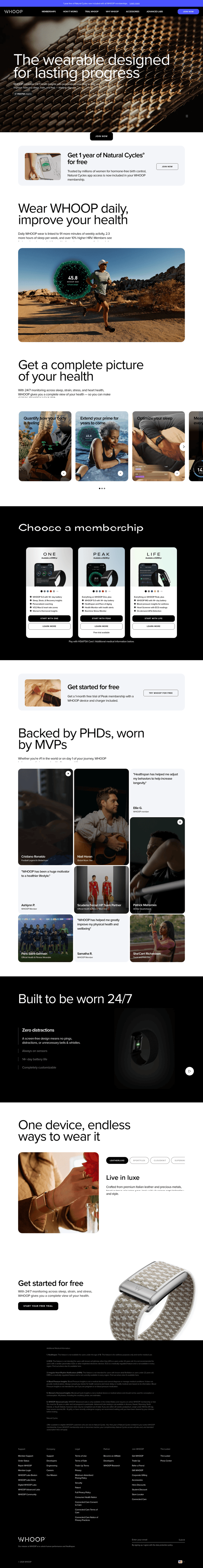 WHOOP landing page