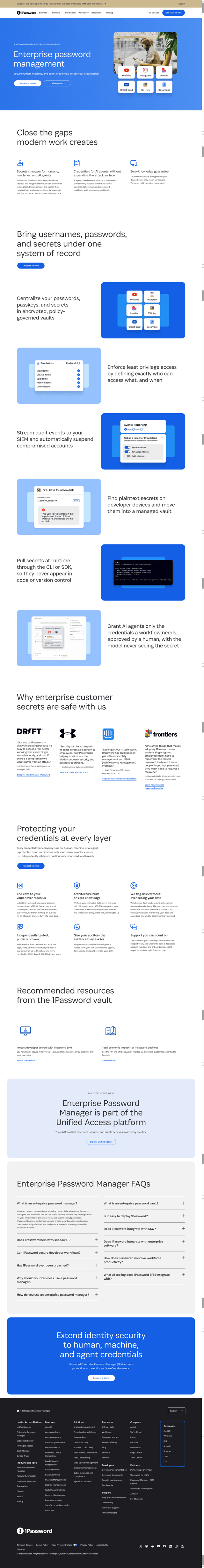 1Password landing page