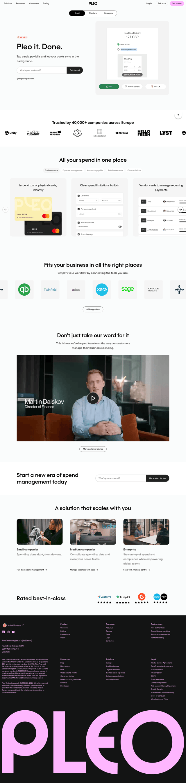 Pleo landing page