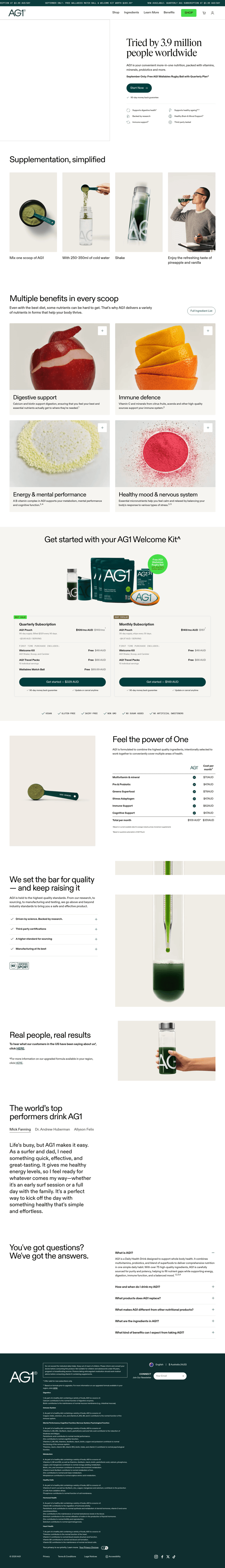AG1 by Athletic Greens landing page