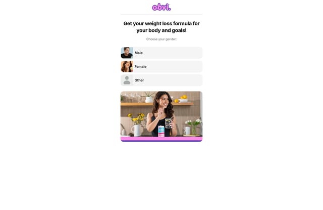 Obvi landing page