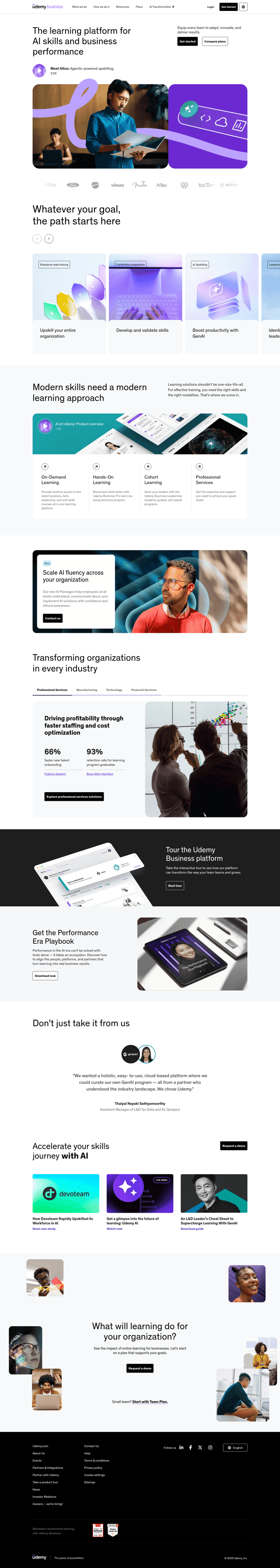 Udemy landing page