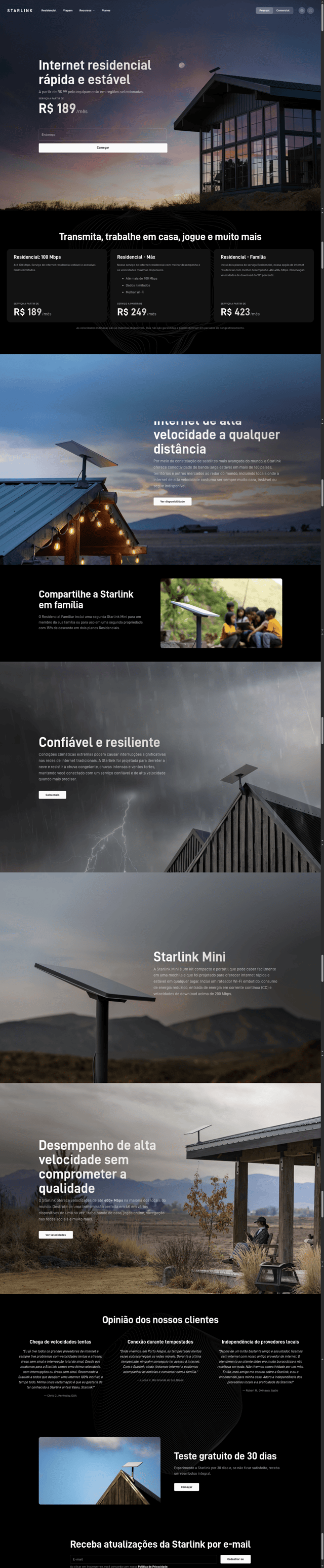 Starlink landing page