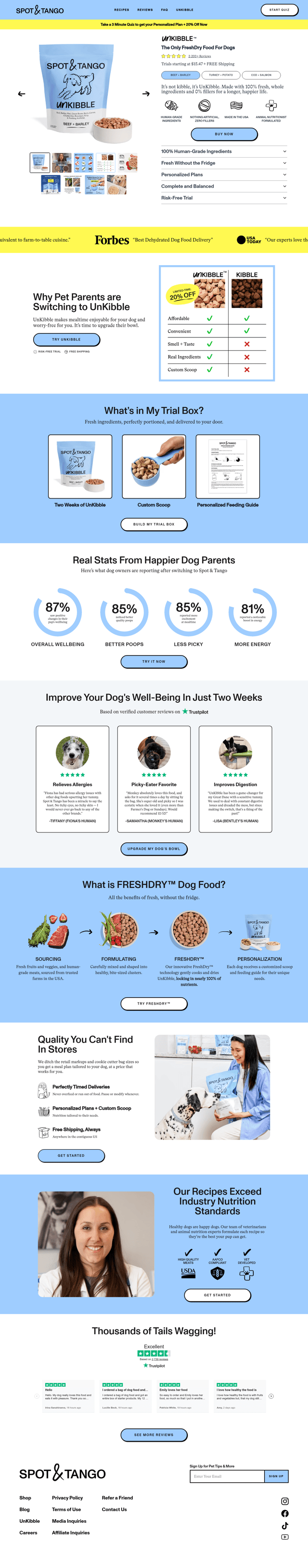 Spot and Tango landing page