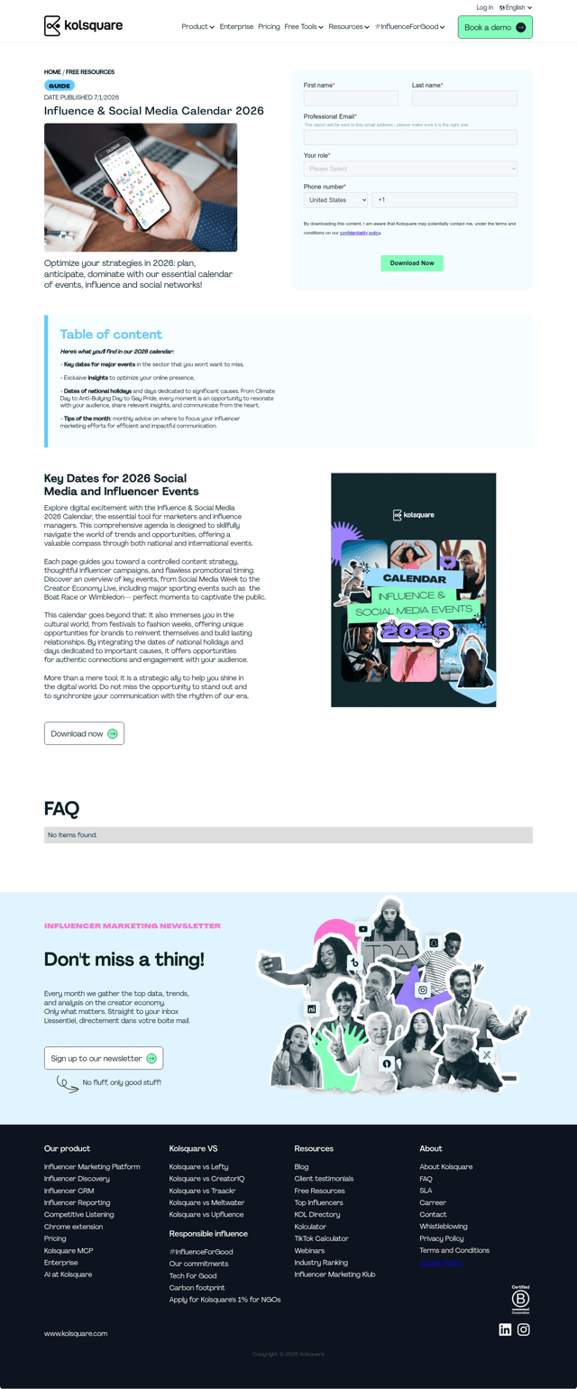 Kolsquare landing page