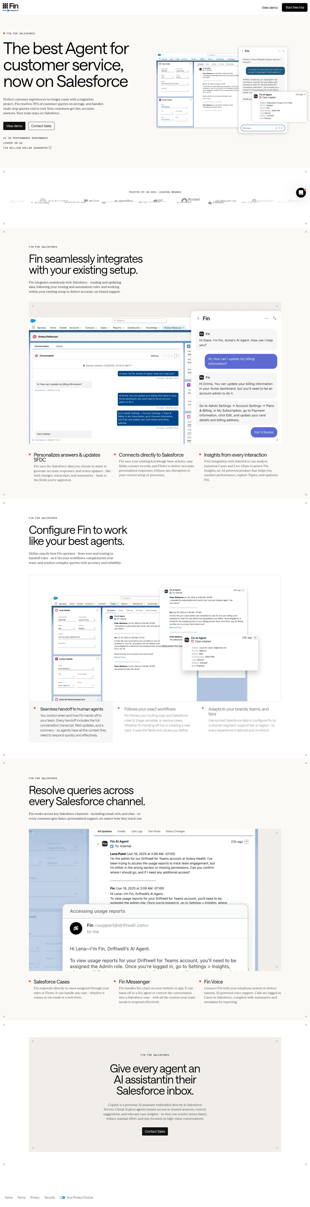 Intercom landing page