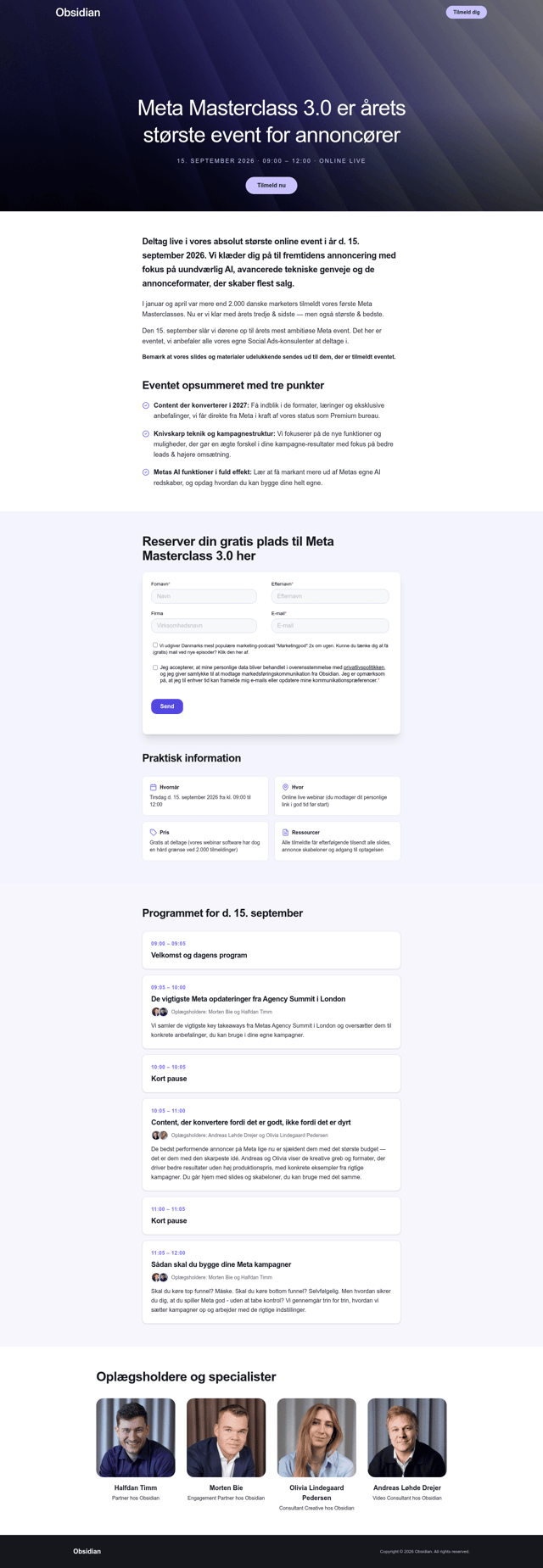 Obsidian Agency landing page