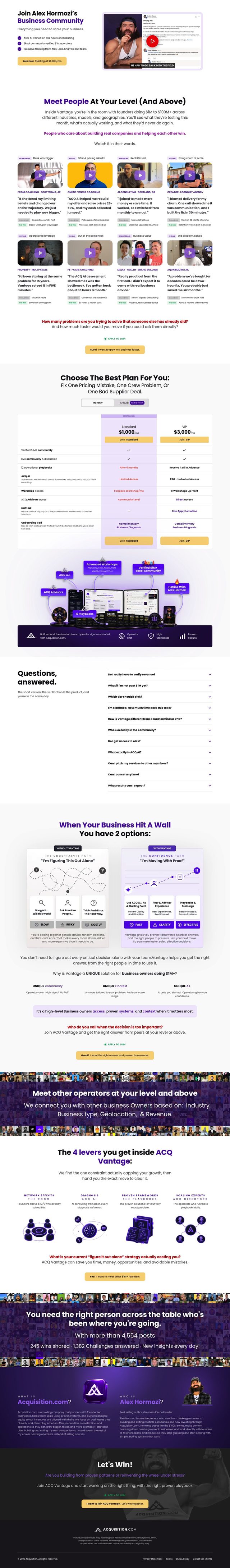 Alex hormozi landing page