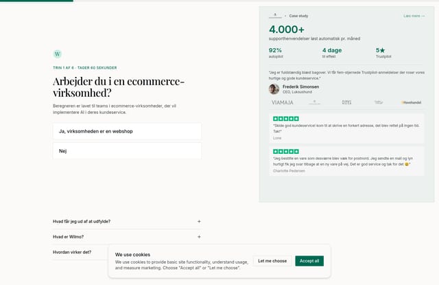 Wilmo landing page