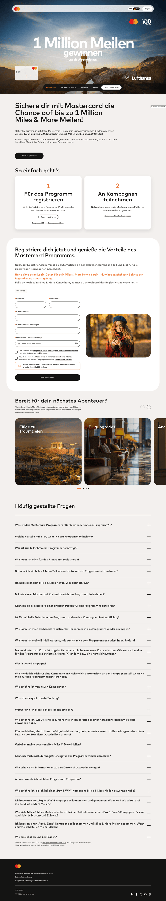 Mastercard landing page