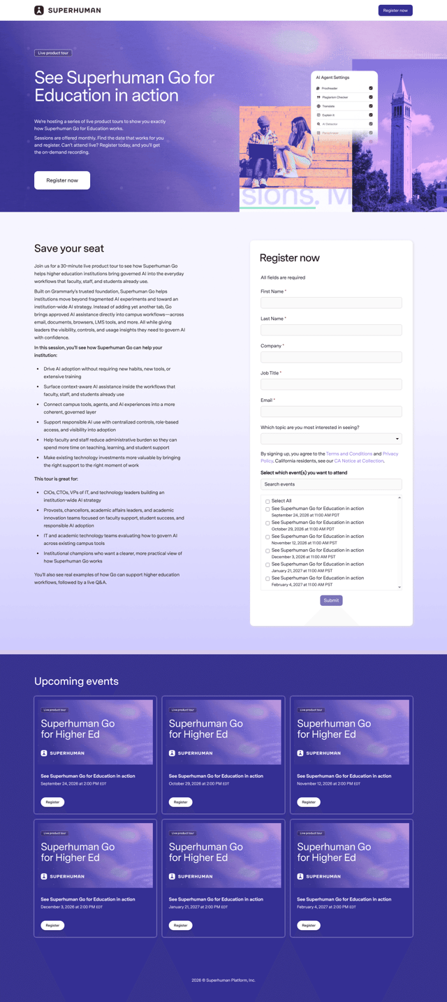 Superhuman landing page