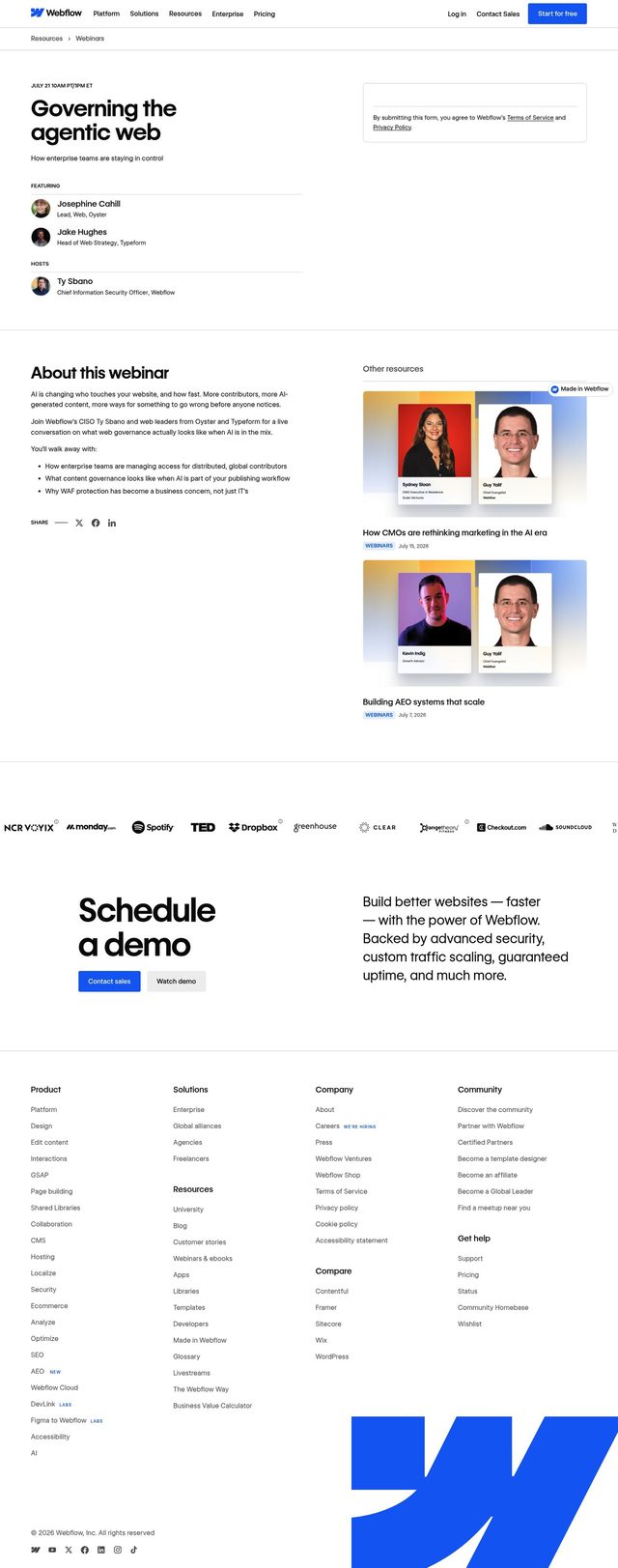 Webflow landing page