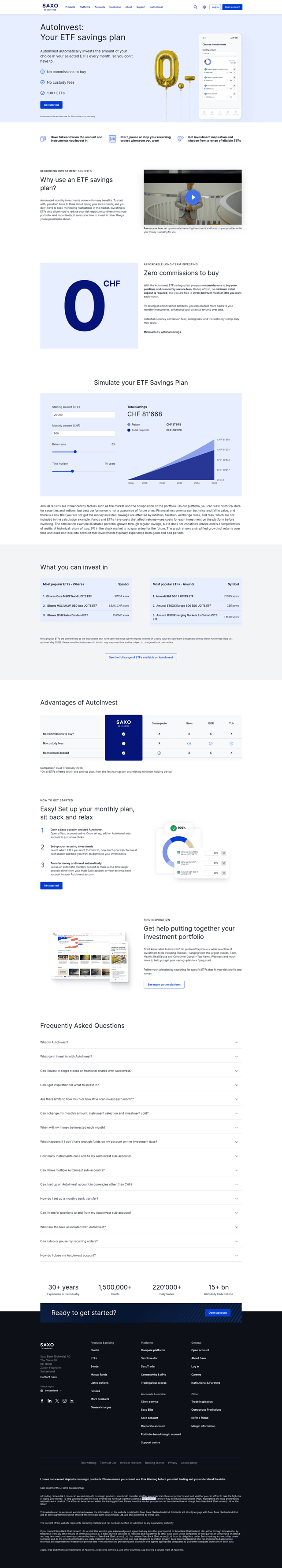 Saxo Bank landing page